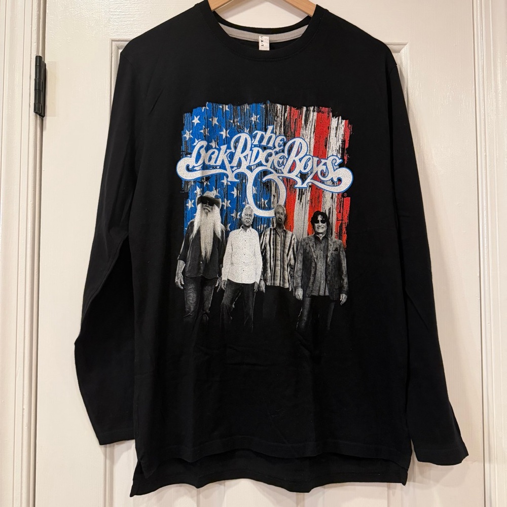 Oak Ridge Boys Long Sleeve Tee USA Flag Graphic Country Band Shirt L